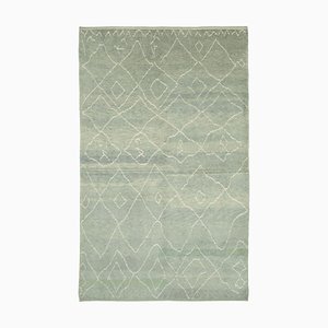 Grey Moroccan Hand Knotted Wool Decorative Rug