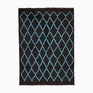 Brauner Marokkanischer Handgewebter Langhaariger Teppich