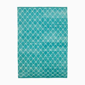 Turquoise Moroccan Handwoven Long Pile Tribal Rug