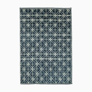 Blue Moroccan Hand Knotted Wool Decorative Rug