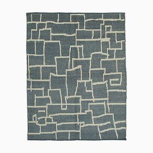 Grey Moroccan Hand Knotted Wool Decorative Rug