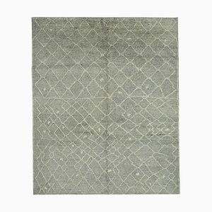 Grey Moroccan Hand Knotted Wool Decorative Rug