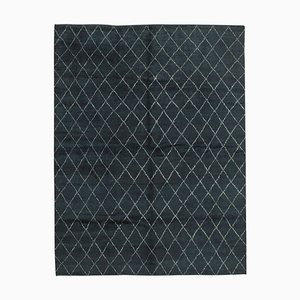 Black Moroccan Handmade Wool Geometric Rug