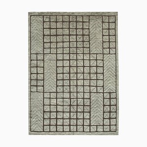 Brown Moroccan Hand Knotted Wool Decorative Rug