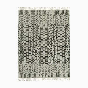 Beige Moroccan Handmade Wool Geometric Rug