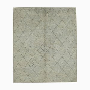 Grey Moroccan Hand Knotted Wool Decorative Rug