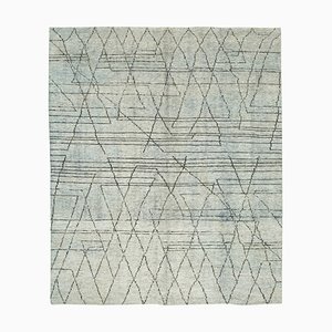 Beige Moroccan Handmade Wool Geometric Rug