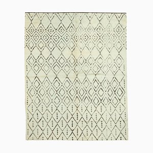 Beige Moroccan Hand Knotted Wool Decorative Rug