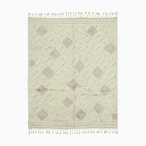 Beige Moroccan Hand Knotted Wool Decorative Rug