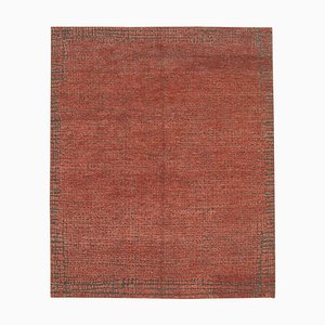 Handgemachter Roter Marokkanischer Geometrischer Teppich aus Wolle
