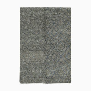 Tapis Décoratif Gris en Laine Fait Main, Maroc