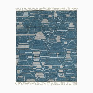 Tapis Tribal Long Fait Main Bleu, Maroc