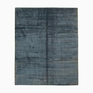 Blue Moroccan Hand Knotted Wool Decorative Rug