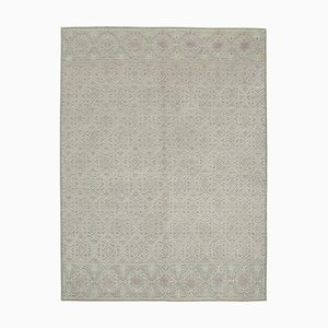 Grey Moroccan Hand Knotted Wool Decorative Rug