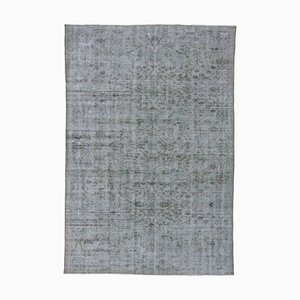 Grey Oriental Low Pile Handwoven Overd-yed Rug