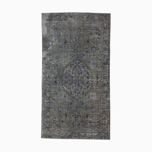 Tappeto Anatolian antico fatto a mano in lana grigia