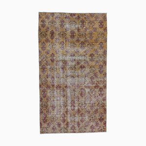 Yellow Oriental Traditional Handwoven Overd-yed Carpet
