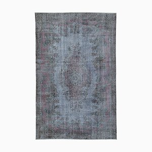 Grey Oriental Low Pile Handwoven Overd-yed Carpet