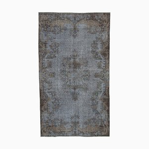 Grey Oriental Low Pile Handwoven Overd-yed Rug