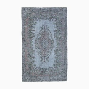 Blue Oriental Low Pile Handwoven Overd-yed Carpet