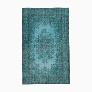 Vintage Anatolian Turquoise Hand Knotted Wool Rug