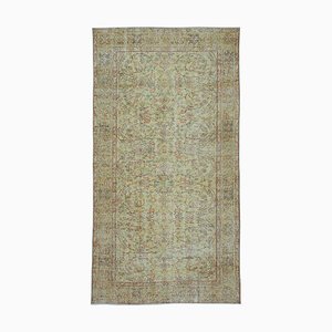 Tapis Antique en Laine Anatolienne Jaune Fait Main