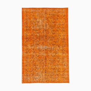 Orange Anatolian Hand Knotted Wool Vintage Rug