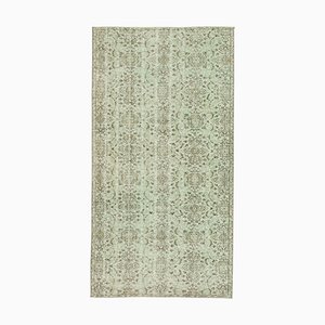 Green Oriental Handwoven Low Pile Overdyed Rug