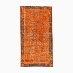 Orange Turkish Handmade Wool Overdyed Rug