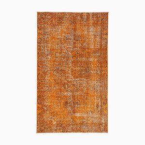 Orange Antiker Handgewebter Floraler Überfärbter Teppich