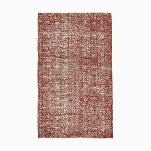 Kleiner roter Überfärbter Vintage Teppich aus Wolle
