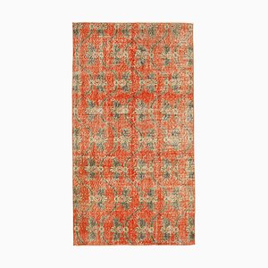 Red Antique Handwoven Low Pile Overdyed Rug