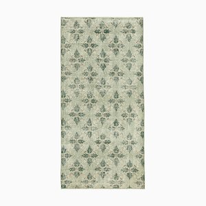 Green Oriental Handwoven Low Pile Overdyed Rug