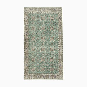 Small Vintage Green Overdyed Wool Rug