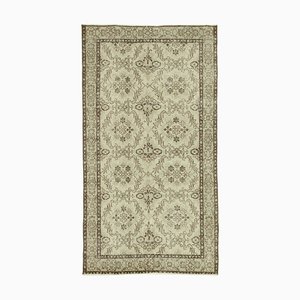 Beige Anatolian Hand Knotted Wool Vintage Rug