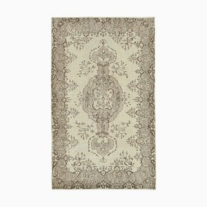 Tapis Reteint à la Main Beige Oriental en Pile Basse