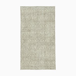Vintage Beige Handwoven Low Pile Overdyed Rug