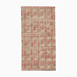 Floraler Überfärbter Roter Orientalischer Handgewebter Teppich
