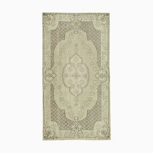 Petit Tapis Overatelé Beige Anatolien Noué à la Main