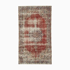 Roter Dekorativer Handgemachter Überfärbter Teppich aus Wolle