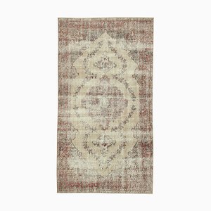Beige Antique Handwoven Low Pile Overdyed Rug
