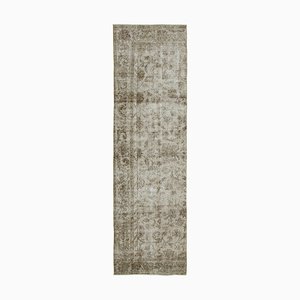 Beige Traditional Hand Knotted Wool Overdyed Runner Rug