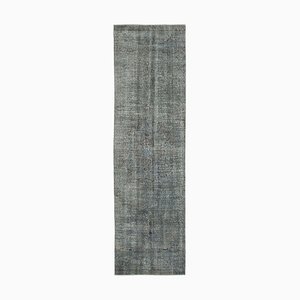 Grey Oriental Handwoven Antique Overdyed Runner Rug