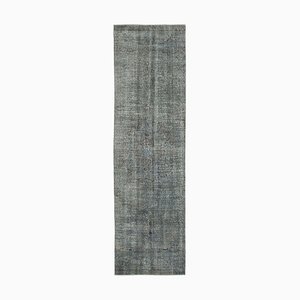 Orientalischer handgewebter grauer Oriented Overdyete Läufer Teppich