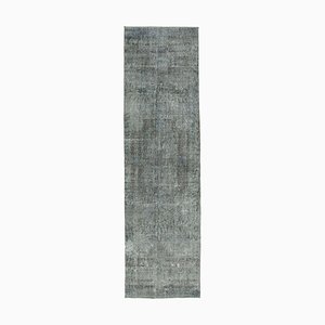 Grey Traditional Hand Knotted Wool Overdyed Runner Rug