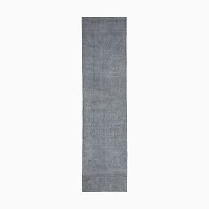 Orientalischer handgewebter grauer Oriented Overdyete Läufer Teppich