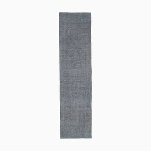 Alfombra de pasillo decorada gris hecha a mano de lana sobreteñida