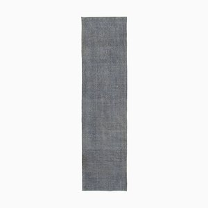 Grey Decorative Hand Knotted Wool Overdyed Runner Rug