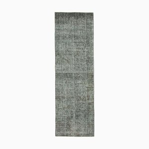 Grey Traditional Handmade Wool Overdyed Runner Rug