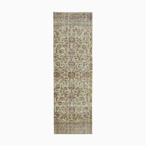 Tapis de Couloir Antique Retraite Tissé à la Main Beige Orientale